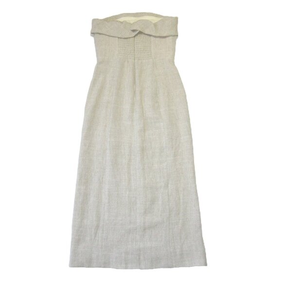 NWT Sezane Ottie in Biscuit Linen Blend Strapless Midi Dress 34 / 2 - Picture 9 of 9